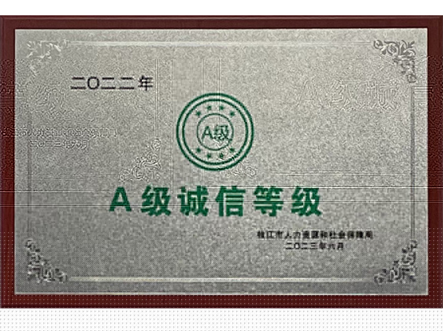 2022年A級誠信等級